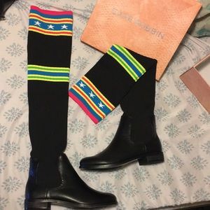 High thigh boots sock material